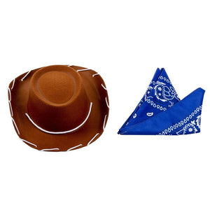 Blue Panda Cowboy Hat and Bandana for Kids Western Themed Birthday Party, Halloween Costume Accessory