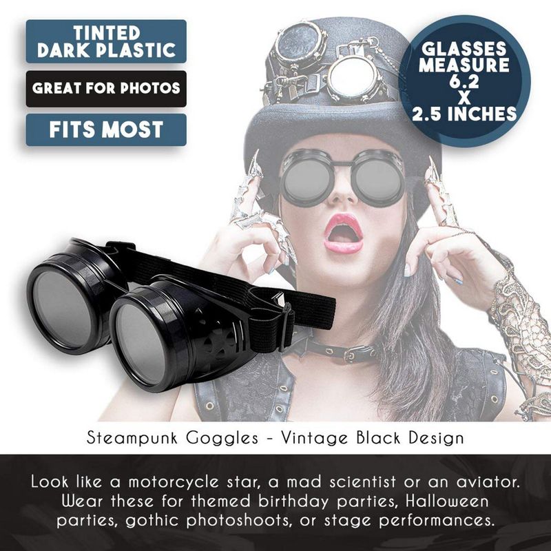 Steampunk Goggles, Vintage Victorian Style Costume Accessories (Black)