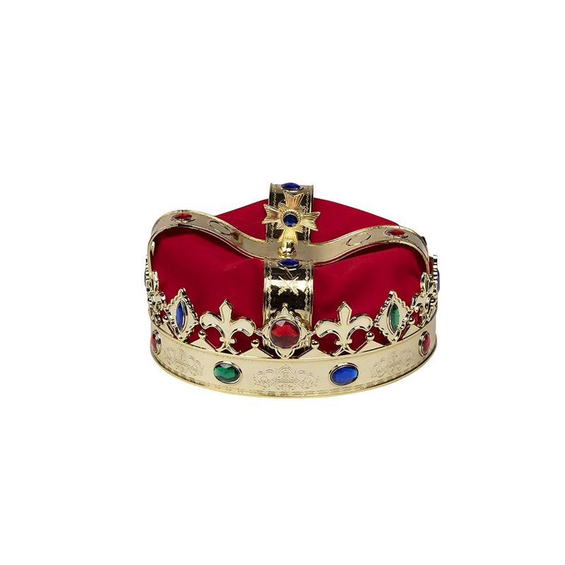 Gold Crown - 4-Pack Royal King and Queen Jeweled Costume Accessories, Party Hat