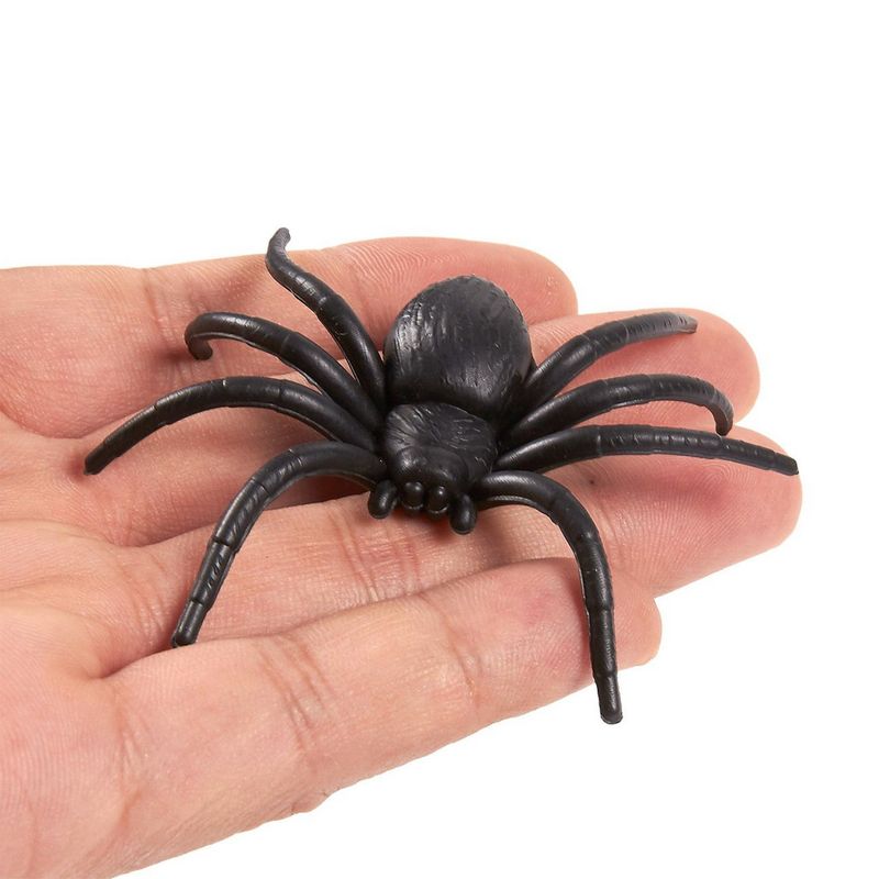 102-Pack Assorted Plastic Spiders - The Ultimate Scary Halloween Party Decoration, Goodie Bag Favors, Trick or Treat Prank Toys, Black, 3 Sizes