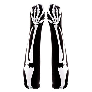 Halloween Skeleton Stocking and Long Arm Gloves - Costume Cosplay Accessory for Women, Teens