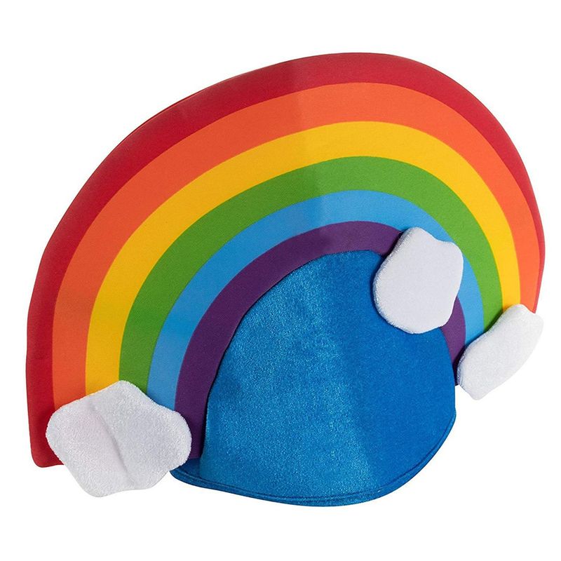 Rainbow Plush Costume Hat, Neon Head Cover for Halloween (24 In)