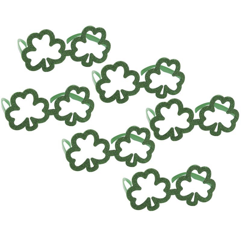 St. Patrick’s Shamrock Glasses, Green Clover Photo Booth Props (6 Pack)