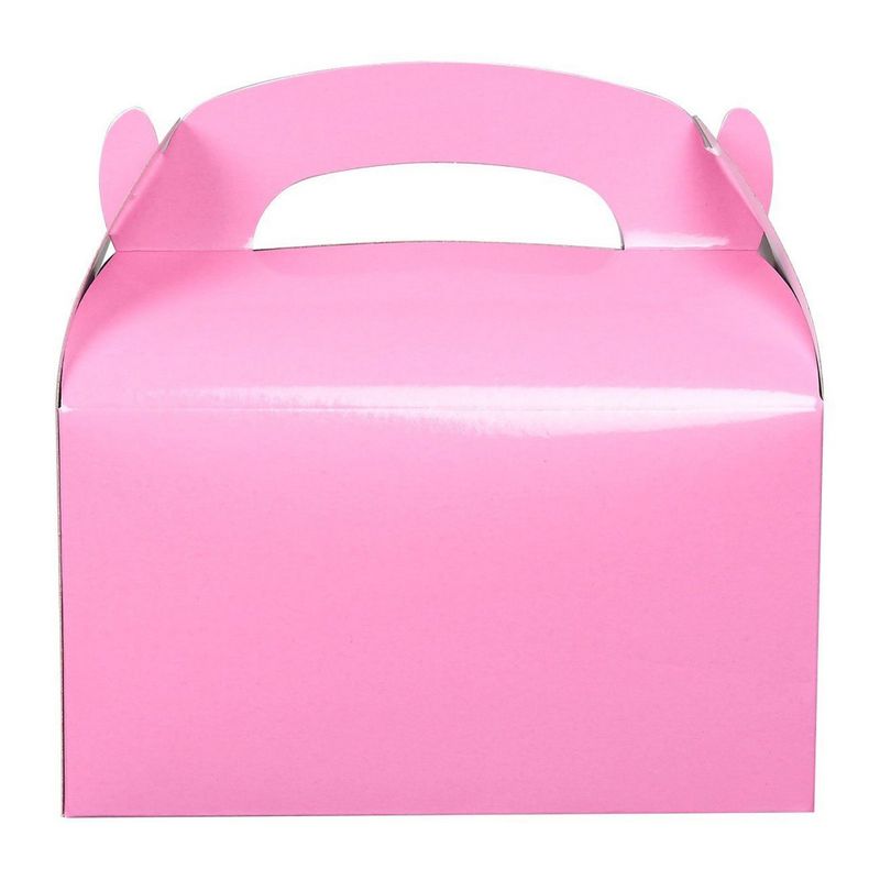 Pack of 24 Paper Treat Boxes - Gable Favor Boxes - Fun Party Play Goodie Boxes - 2 Dozen Pastel Pink Birthday Party Shower Loot Gift Boxes - 24 Count - 6.2 x 3.5 x 3.6 Inches