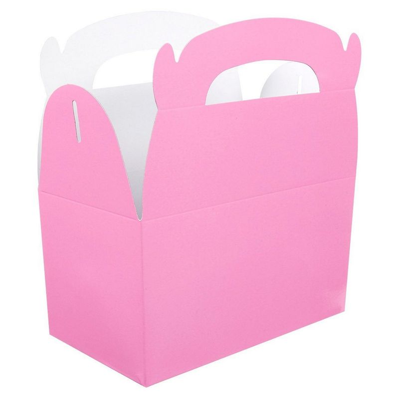 Pack of 24 Paper Treat Boxes - Gable Favor Boxes - Fun Party Play Goodie Boxes - 2 Dozen Pastel Pink Birthday Party Shower Loot Gift Boxes - 24 Count - 6.2 x 3.5 x 3.6 Inches