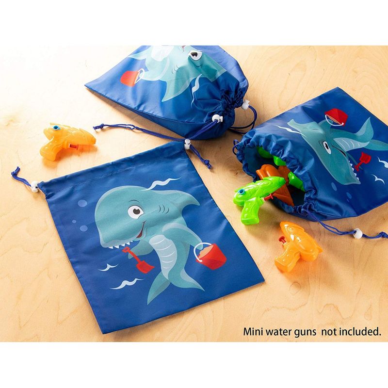 Drawstring Favor Bags for Shark Party (10 x 12 In, 12 Pack)