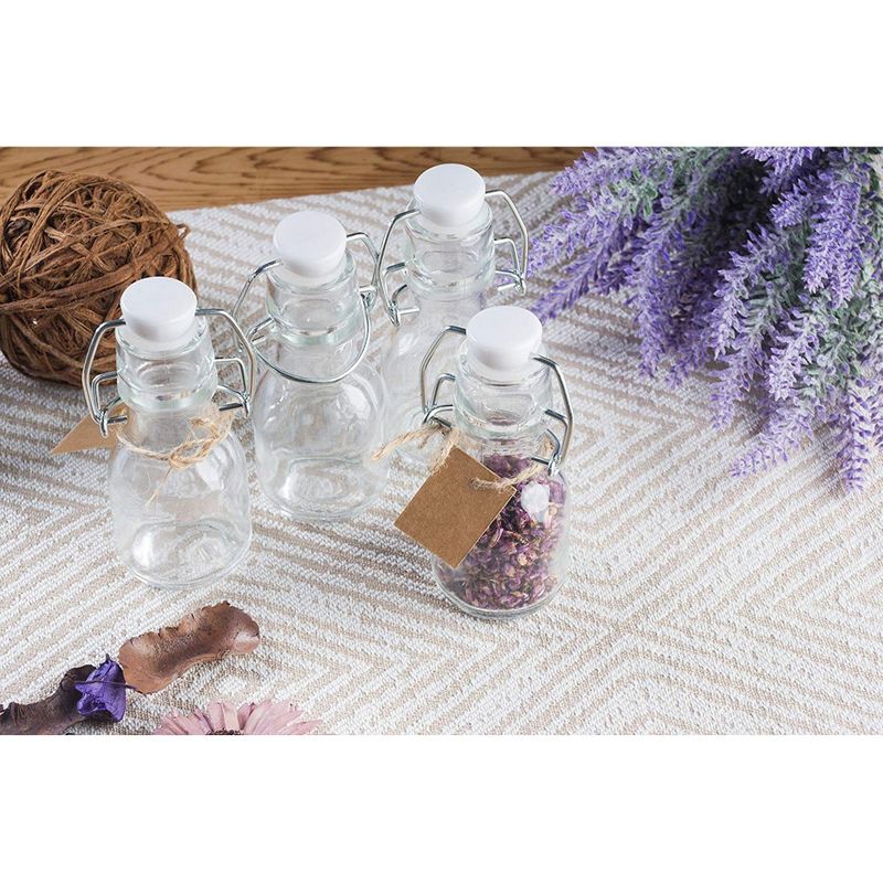 Mini Swing Top Glass Bottles with Tags and Twine for Party Favors (2 oz, 15 Pack)