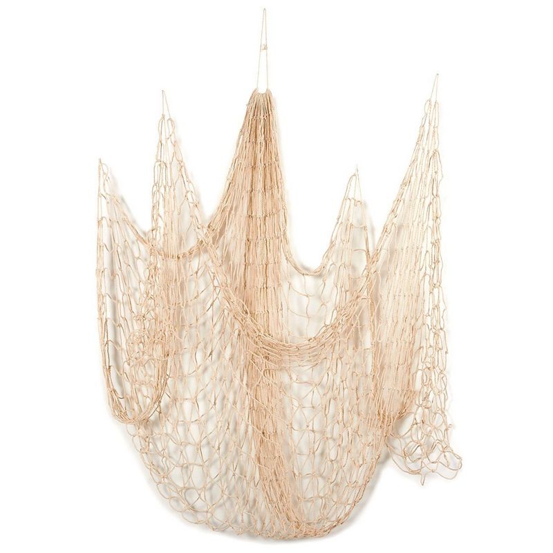 Cheap 1 Natural beige fish net decoration 420cm x 120cm wall hanging cotton fishing  net decoration for home party wall decoration