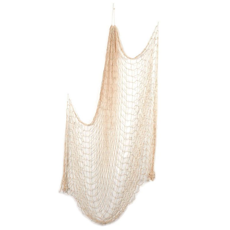 Fishing Net Decor for Home or Beach Party Decorations (79 x 60 Inches, Beige)