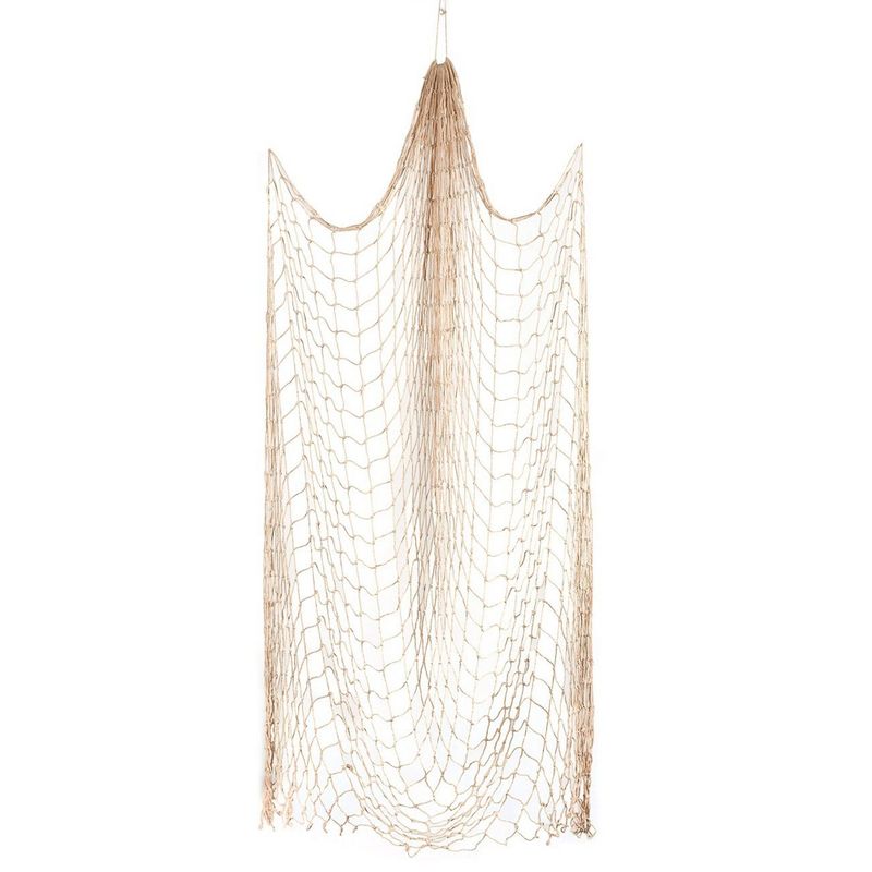 Fishing Net Decor for Home or Beach Party Decorations (79 x 60 Inches, Beige)