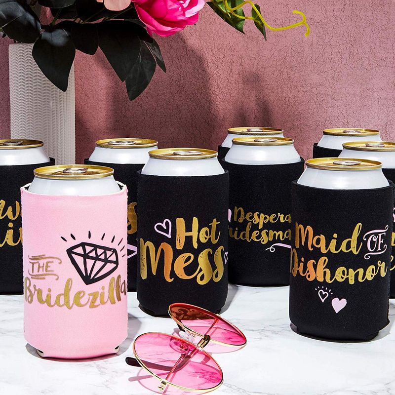 Bachelorette Can Sleeves for Cold Drinks, Party Favors (12 Designs, 12 Pack)