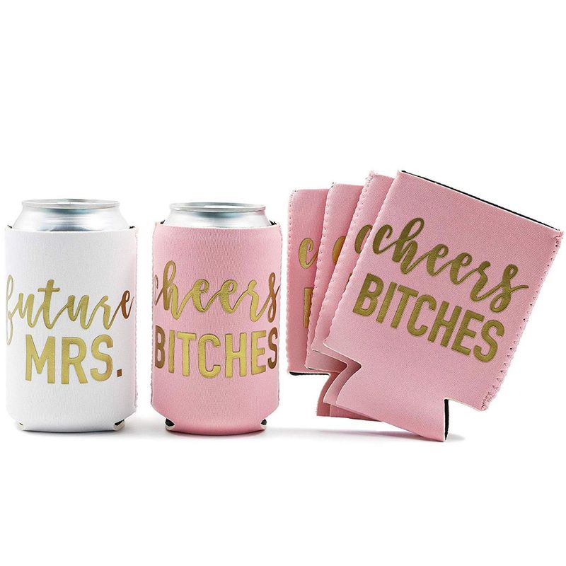 12 oz Insulated Beer Can Cooler Sleeves for Bachelorette Party Favors,  Cheers Bitches, Future Mrs (12 Pack)