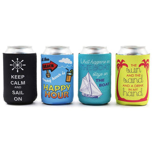 Beach Themed Insulated Neoprene Beer & Soda Sleeve Covers, Fits 12 oz Cans (12 Pack)