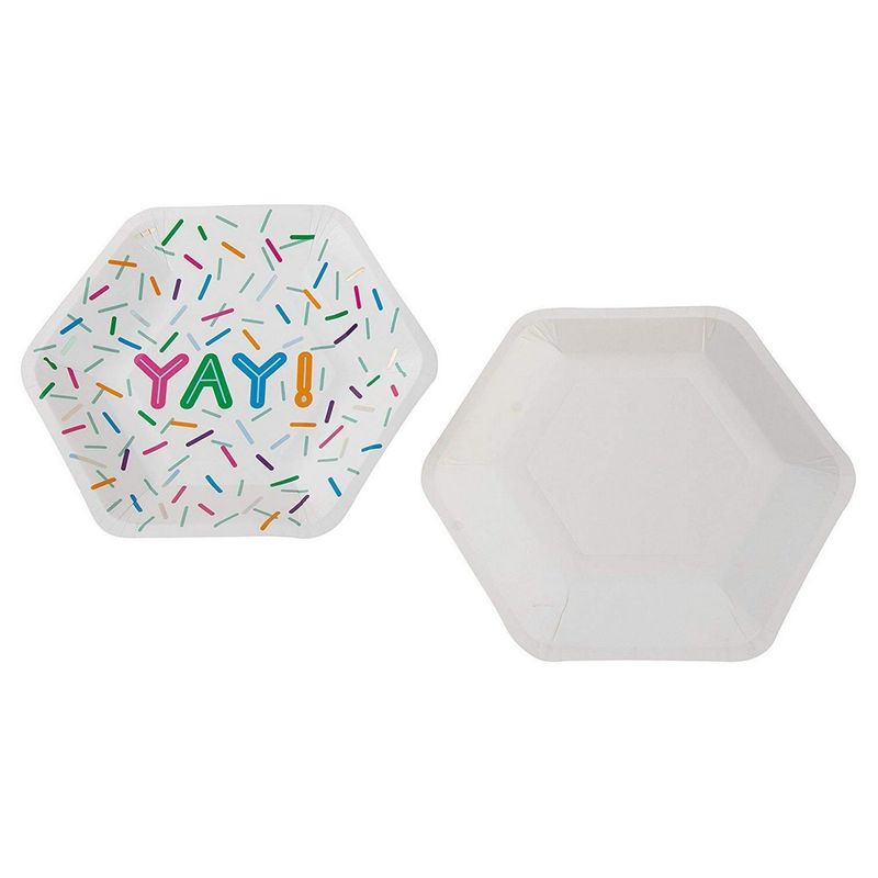 Disposable Plates - 24-Count Paper Plates, Hexagon Plates, Kids Birthday Party Supplies for Appetizer, Lunch, Dinner, and Dessert, 9 x 8 Inches