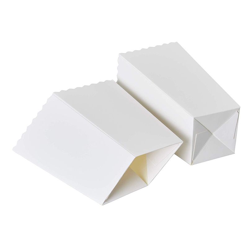 Set of 100 Popcorn Favor Boxes - 46oz Paper Popcorn Containers, Popcorn Party Supplies for Movie Nights, Carnival Parties, Baby Showers and Bridal Showers, White, 7.7 x 3.7 x 3.7 Inches