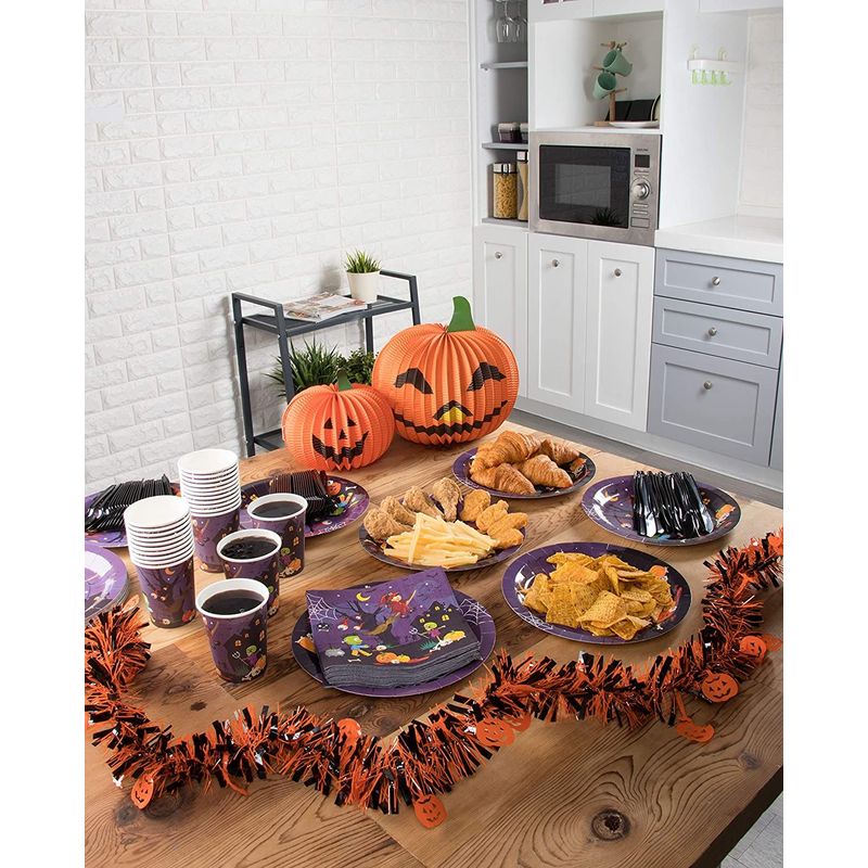 Spooky Halloween Party Bundle, Includes Plates, Napkins, Cups, and Cutlery (24 Guests,144 Pieces)