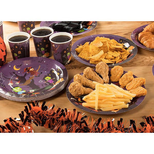 Disposable Plates - 80-Count Paper Plates, Halloween Party Supplies for Appetizer, Lunch, Dinner, and Dessert, Witch and Monsters Design, 9 Inches Diameter