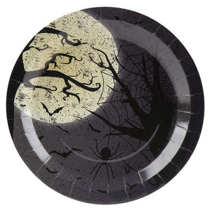 Halloween Party Supplies, Paper Plates Full Moon and Bat Design (9 In, 80 Pack)