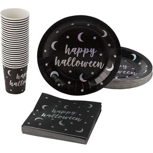 Happy Halloween Party Bundle, Includes Plates, Napkins, and Cups (24 Guests)