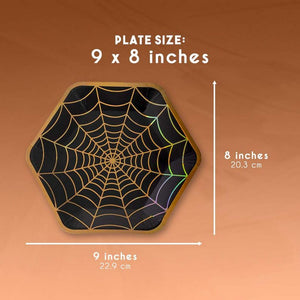 Halloween Party Paper Plates, Spider Web Design, Disposable (9 x 8 In, 50 Pack)