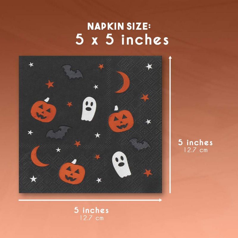 Halloween Party Decorations, Paper Napkins (5 x 5 In, Black, 50 Pack)