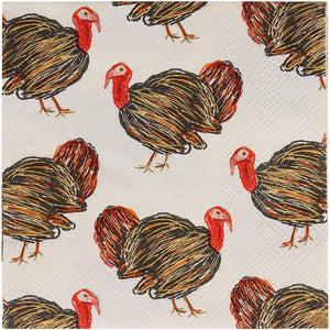 Thanksgiving Turkey Paper Napkins for Autumn Party (5.5 x 5.5 In, 100 Pack)