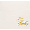 Give Thanks White Paper Napkins for Thanksgiving Party (5 x 5 In, 50 Pack)