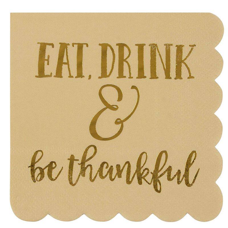 Be Thankful Brown Paper Napkins for Thanksgiving Party (5 x 5 In, 50 Pack)