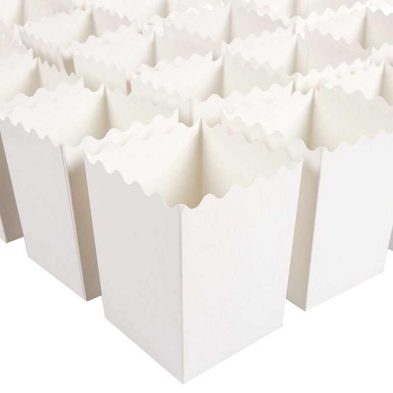 Popcorn Boxes for Party, Movie Night Decorations (White, 3 x 4 x 3 In, 100-Pack)