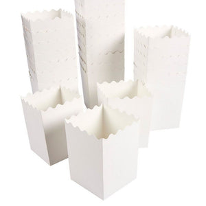 Popcorn Boxes for Party, Movie Night Decorations (White, 3 x 4 x 3 In, 100-Pack)