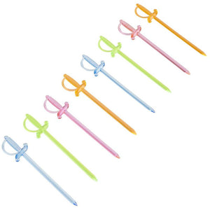 Blue Panda Plastic Cocktail Picks - 500 Pieces of Disposable Fruit Forks Party Supplies for Dessert, Appetizer, and Drinks in 4 Assorted Colors, Sword Toothpicks