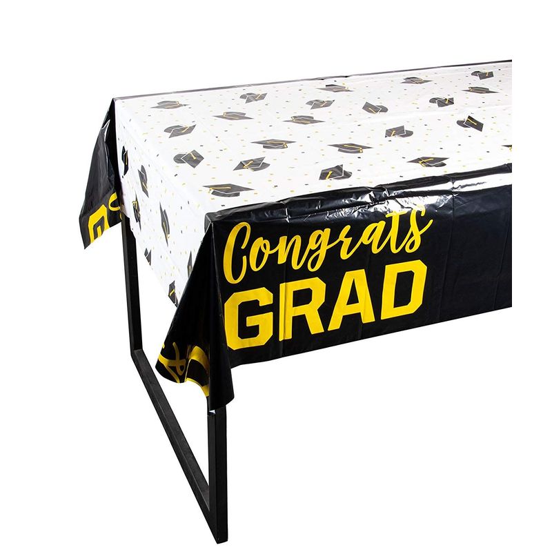 6 Pack Congrats Plastic Table Covers for Graduation Party Supplies (54 x 108 In)