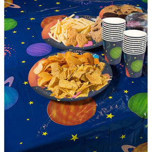 Outer Space Party Tablecloth - 3-Pack Disposable Plastic Rectangular Table Covers - Solar Planet Themed Party Supplies for Kids Birthday Decorations, Solar System Design, 54 x 108 Inches