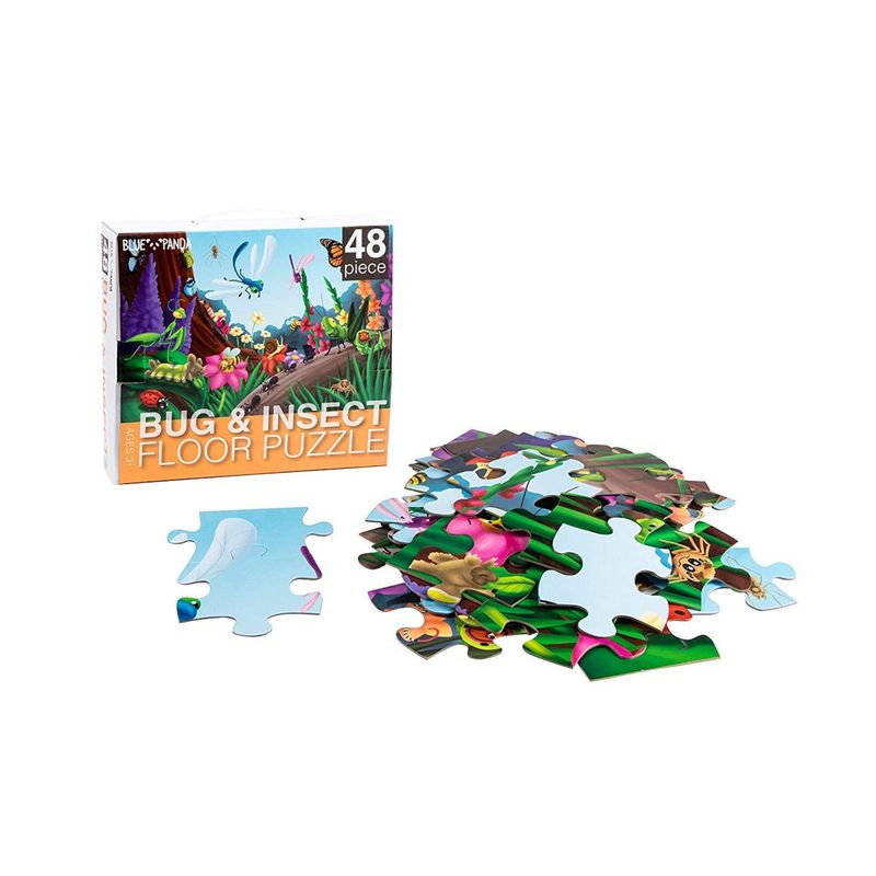 48-Piece Giant Floor Jigsaw Puzzles for Kids, Jumbo Bugs Game, 1.9 x 2.9 Feet