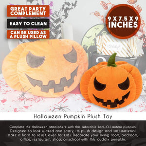 Pumpkin Stuffed Animals, Halloween Plush Toy for Kids (5.9 x 9 In)