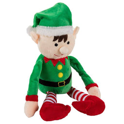 Christmas Elf Plush Toy - Mas The Elf, Little Santa Helper Kids Soft Stuffed Toy, Fun for Girls and Boys, Festive Decoration, Red and Green, 8.7 x 6.5 Inches