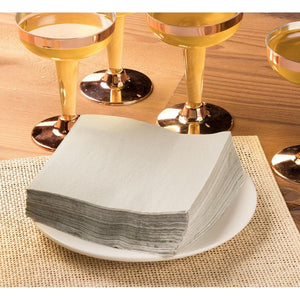 Cocktail Napkins - 200-Pack Disposable Paper Napkins, 2-Ply, Solid Silver, 5 x 5 Inches Folded