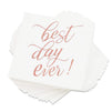 White Paper Napkins for Weddings, Best Day Ever (5 In, Rose Gold Foil, 50 Pack)
