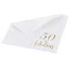 50 and Fabulous Party Supplies, White Paper Napkins (5 x 5 In, Gold Foil, 50 Pack)