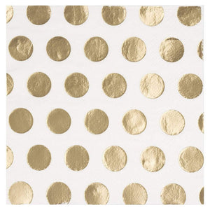 Assorted Gold Foil Party Decorations, White Napkins (5 x 5 In, 100 Pack)