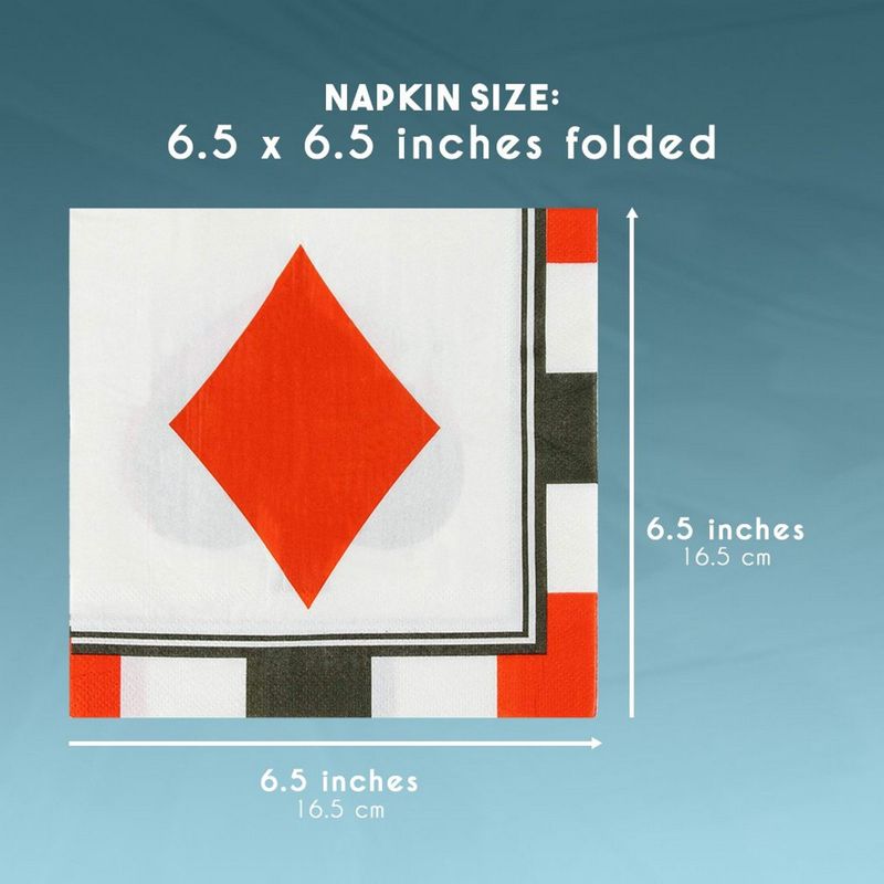 Paper Napkins in Poker Design for Casino Party Supplies (6.5 x 6.5 in, 150 Pack)