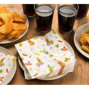 White Paper Dinner Napkins for Cinco de Mayo, Mexican Fiesta Party (6.5 In, 150 Pack)