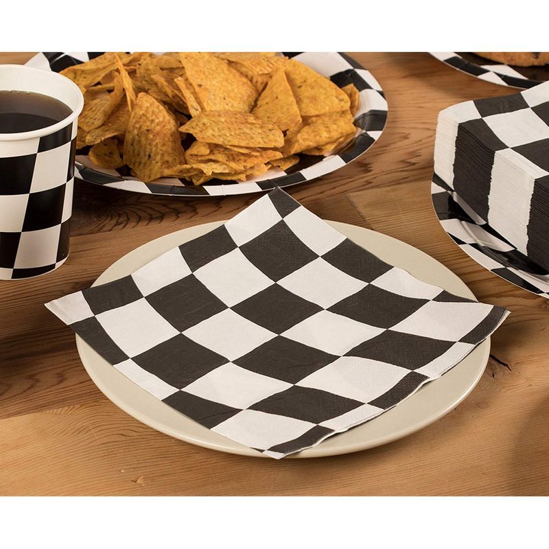 Checkered Flag Paper Napkins for Race Car Birthday Party (6.5 x 6.5 In, 150 Pack)