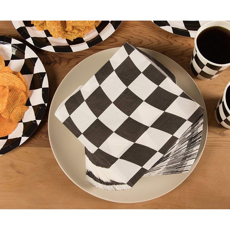 Checkered Flag Paper Napkins for Race Car Birthday Party (6.5 x 6.5 In, 150 Pack)