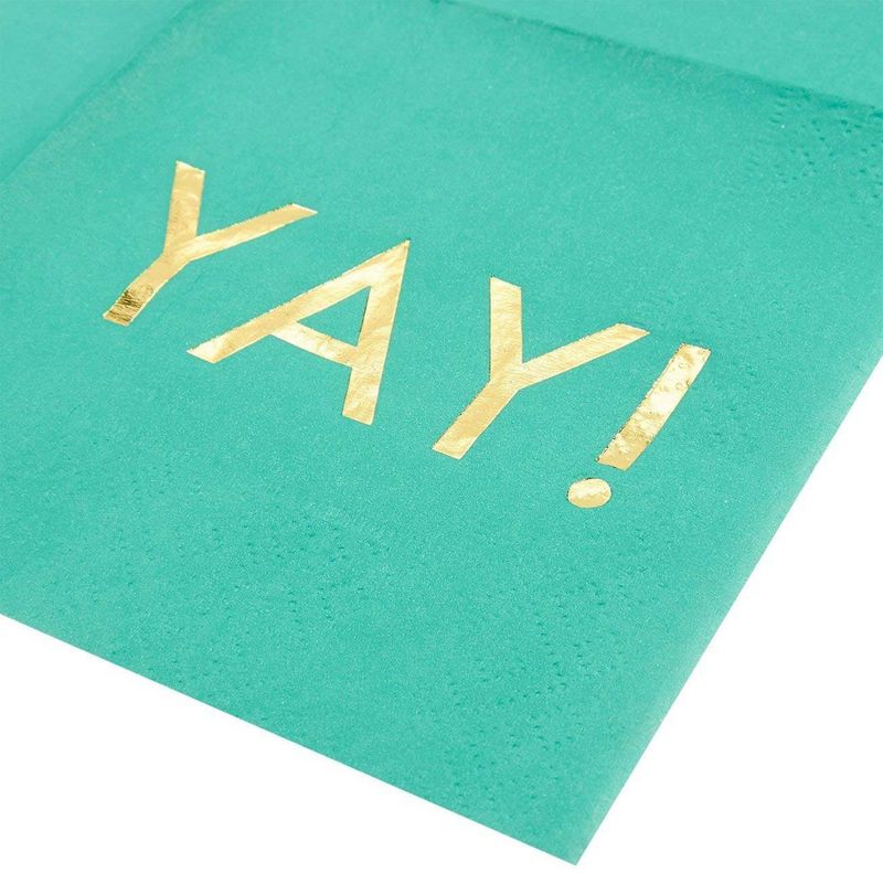 Blue Panda Yay Cocktail Napkins, Party Supplies (5 x 5 in, Teal, 50-Pack)