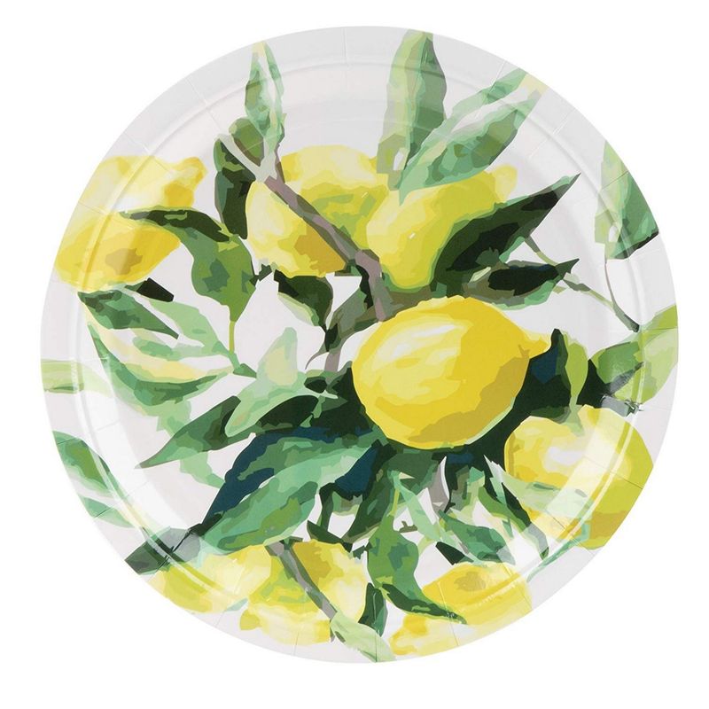 Disposable Plates - 80-Count Paper Plates, Lemon Party Supplies for Appetizer, Lunch, Dinner, and Dessert, Brunch and Garden Party, 9 x 9 Inches