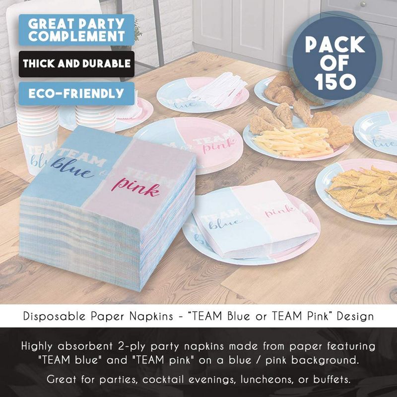 Gender Reveal Party Supplies, Luncheon Napkins (6.5 x 6.5 In, 150 Pack)