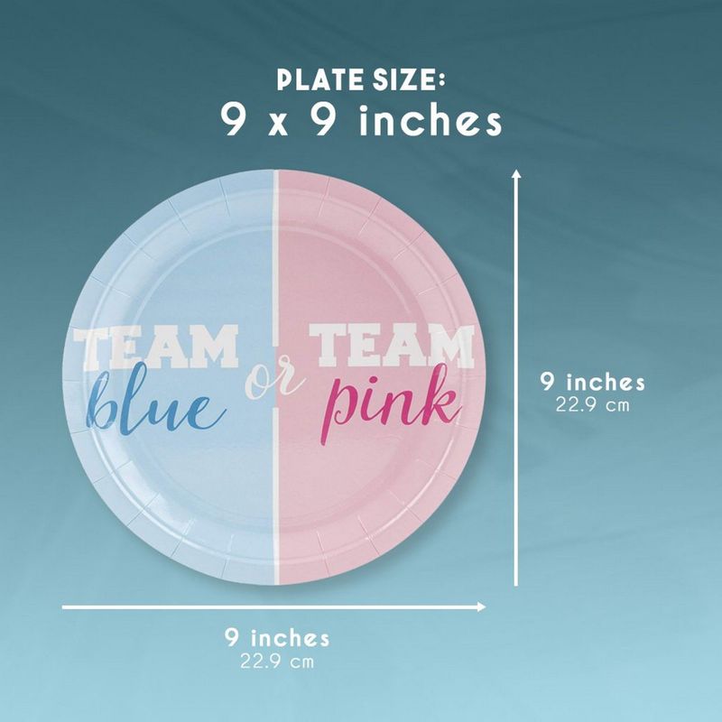 Blue Panda Disposable Plates - 80-Count Paper Plates Gender Reveal Party Supplies for Appetizer Lunch Dinner and Dessert Team Blue or Team Pink 9 x 9 inches