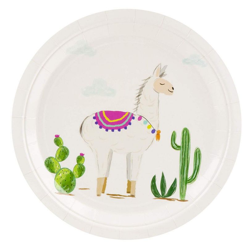 Disposable Plates - 80-Count Paper Plates, Llama Party Supplies for Appetizer, Lunch, Dinner, and Dessert, Kids Birthdays, 9 x 9 Inches