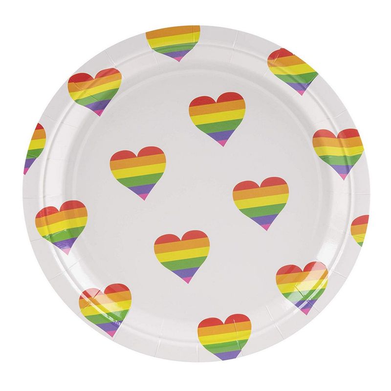 Blue Panda Rainbow Stripes Paper Party Plates (80 Count) 9 Inches